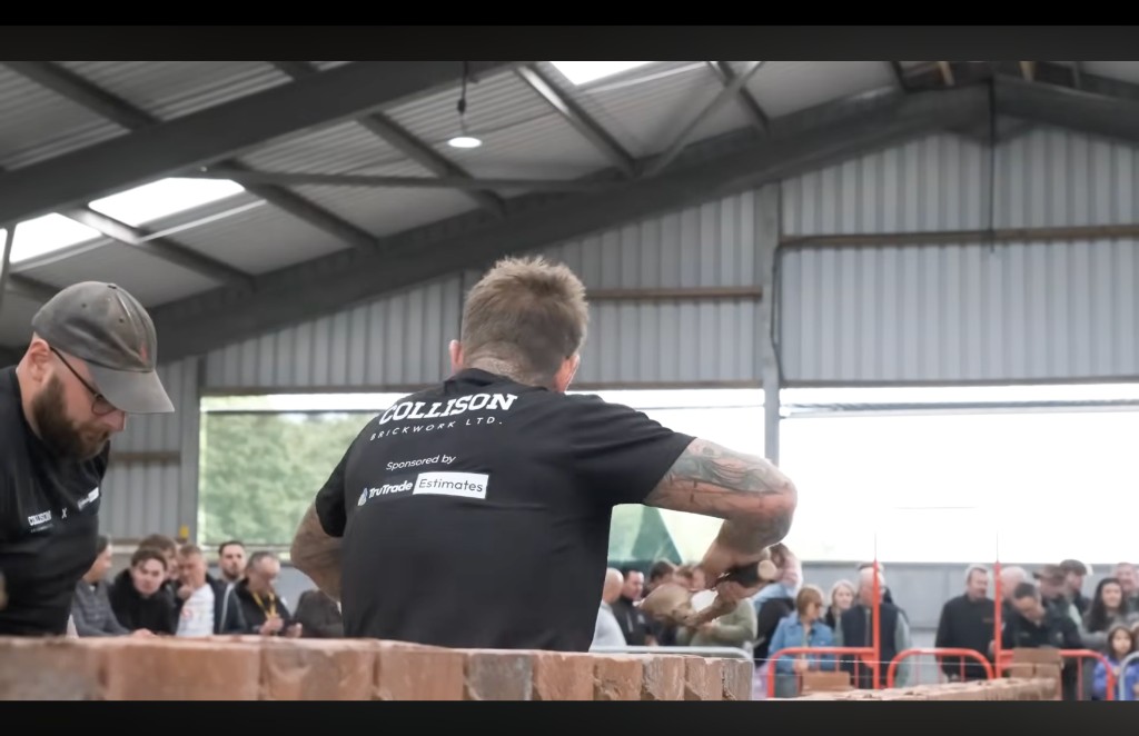 Charlie Collison bricklaying, sponsored by TruTrade Estimates