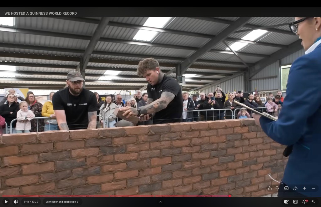 Crowd watching the bricklaying Guinness World Record attempt