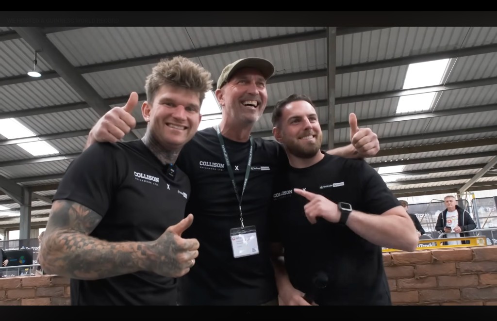 Celebration after the Guinness World Record bricklaying attempt