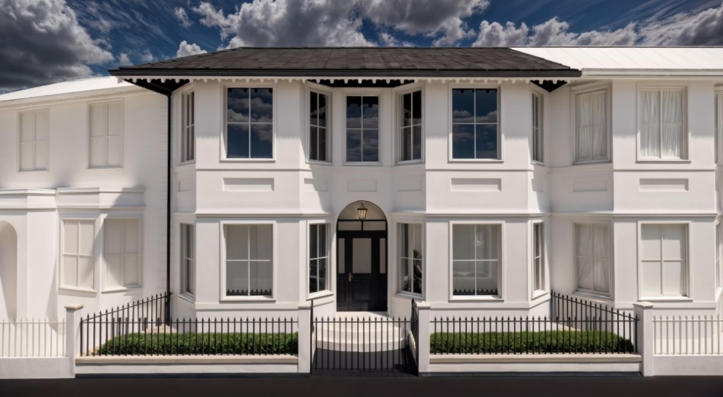 The restored Regency townhouse at Church Hill, Leamington Spa