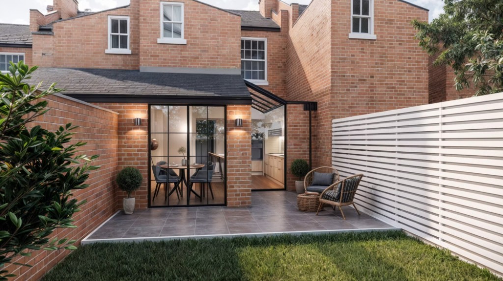 The rebuilt home and garden at Prince’s Street, Leamington Spa