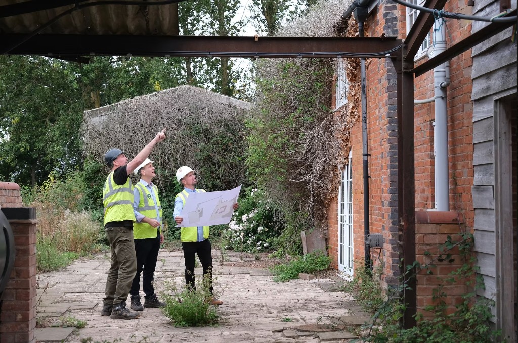 The team reviewing the existing buildings at Sharmer Farm